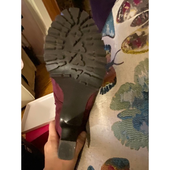 Remy Women thigh high lace up front suede boots Size 8.5 Purple - Picture 2 of 16